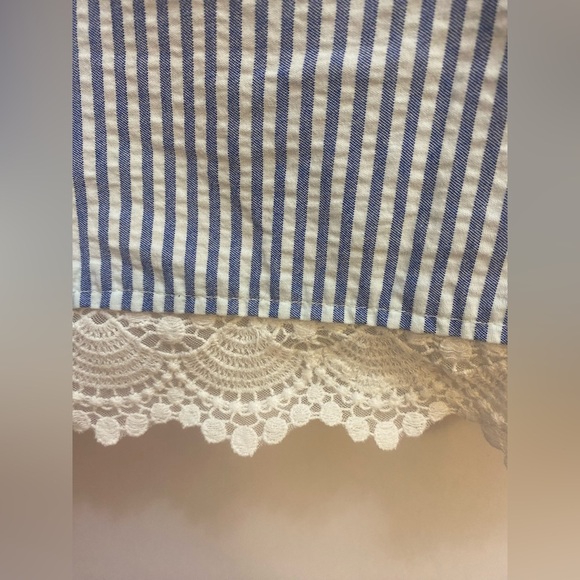 Zara Basic Off Shoulder Blue and White Stripe Dress with Pockets Size XS - Picture 3 of 8